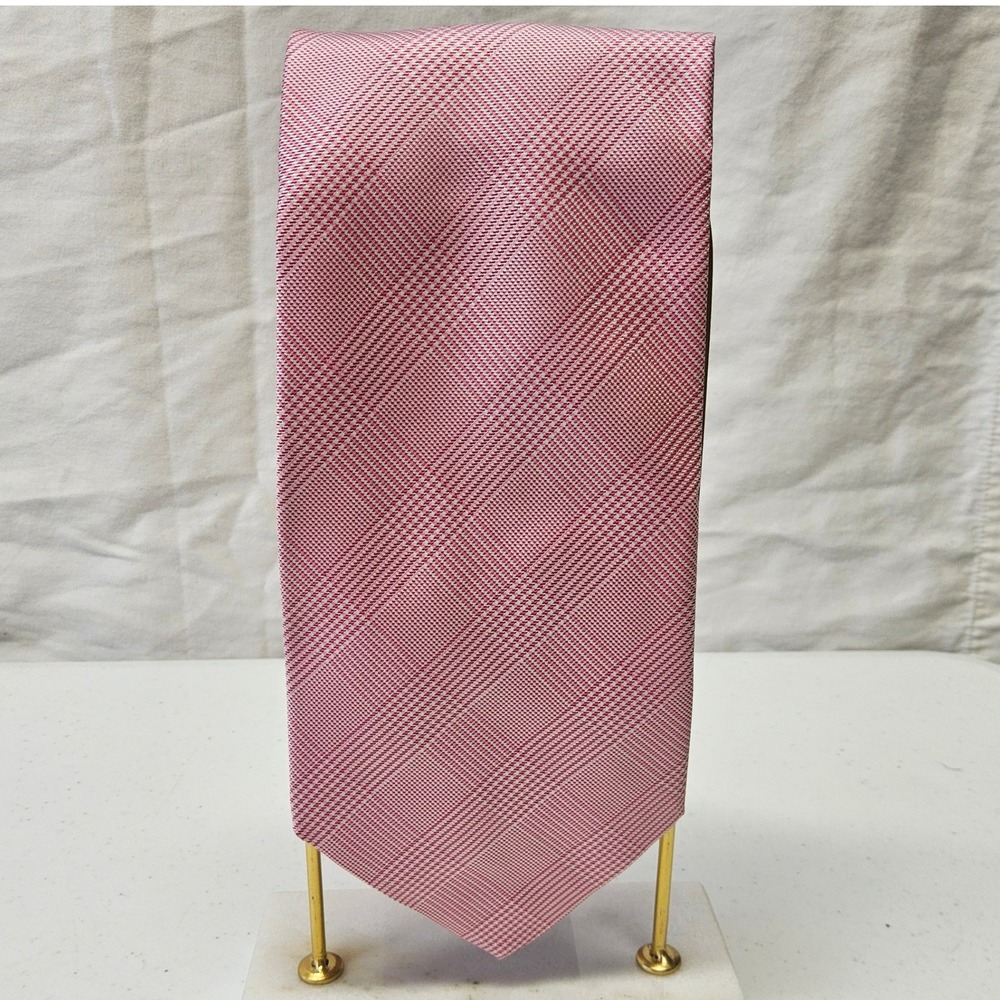 Royal Classic Tom James Necktie Mens OS Red White Glen Plaid Silk Tailored